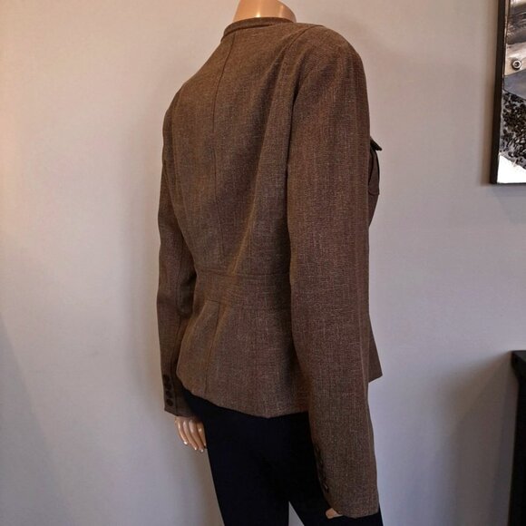 Cleo Blazer Jacket Tweed Flap Pocket Mandarin Fall Winter Business Casual - Picture 7 of 12